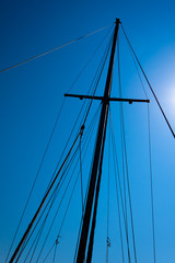 Looking up at mast of boat