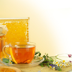 Honey and tea - healthy eating background