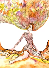 Fotobehang blooming woman © ankdesign