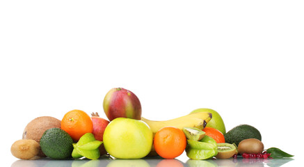 Assortment of exotic fruits isolated on white