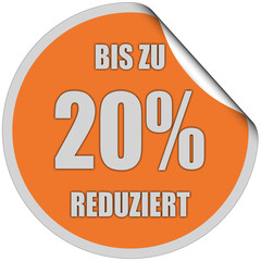 Sticker orange rund curl oben BIS ZU 20% REDUZIERT