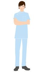 白衣の男性/悩む