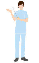 白衣の男性/指示