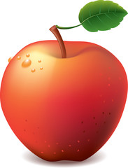 red apple isolated on white photo-realistic