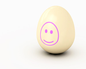 Easter egg with smiling face, on white