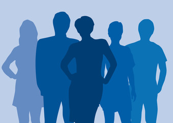 Teamwork background in blue # Vector