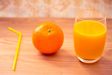 healthy food: orange and juice for breakfast