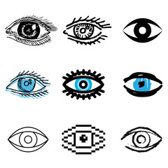 eye icons vector set