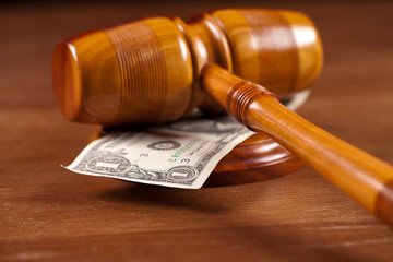 judge gavel and money