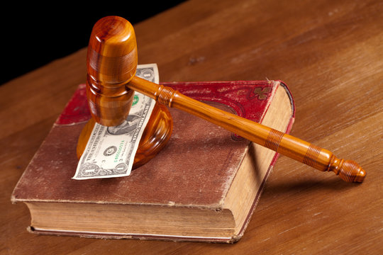 judge gavel, law bok and money