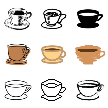coffee cup icons vector set