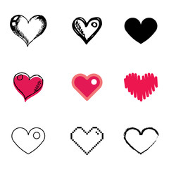 heart icons vector set