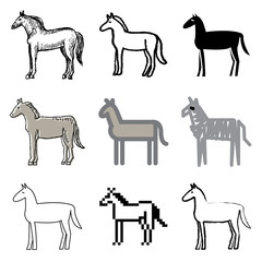 horse icons vector set