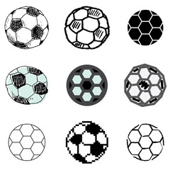 soccer ball icons vector set