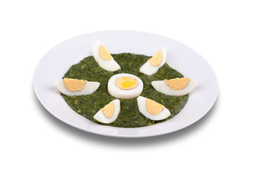 Spinach with boiled egg