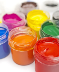 paint buckets in soft focus