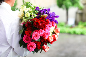 Colorful wedding bouquet of roses - 39771192
