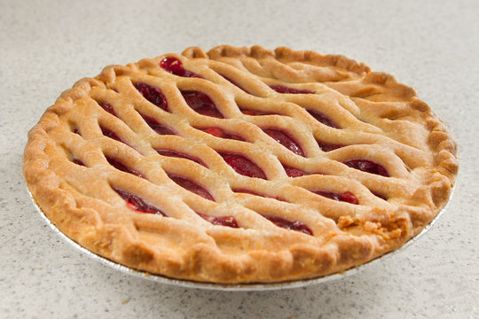 cherry pie in a kitchen