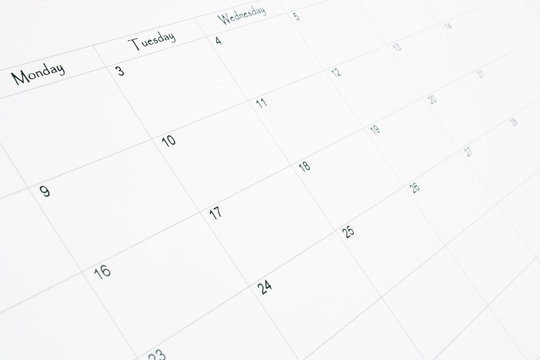 calendar page close up