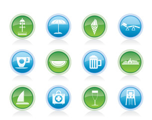 beach and holiday icons - vector icon set