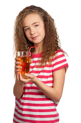 Girl with apple juice