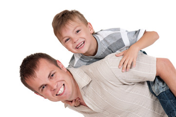 Happy dad and son