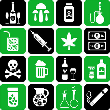 Drinks and drugs icons
