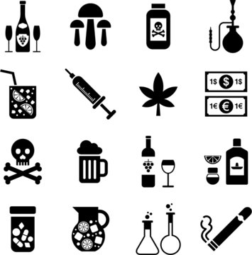 Drinks and drugs icons