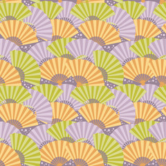 Fototapeta na wymiar Colorful japanese fan seamless pattern