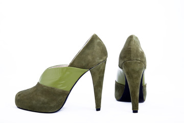 Elegante Olivgrüne Schuhe Nahaufnahme