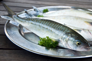 Fish on silver platter