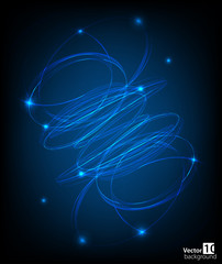 Dark abstract background with glowing lights. Vector