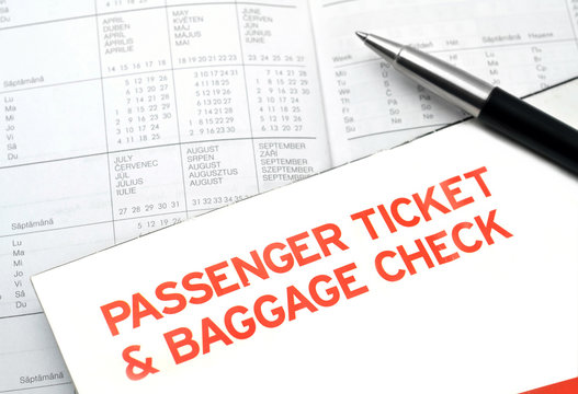 Plane passenger ticket and baggage check