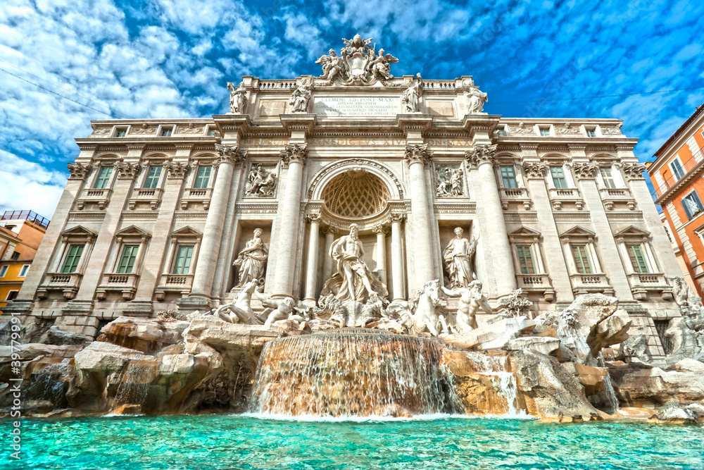 Wall mural the famous trevi fountain , rome, italy.