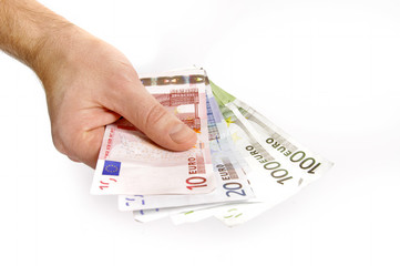Money euro in man hand