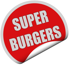 Sticker rot rund curl unten SUPER BURGERS
