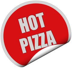 Sticker rot rund curl unten HOT PIZZA