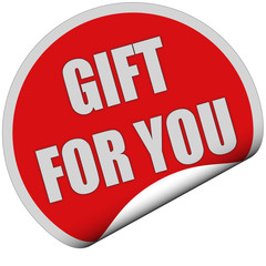 Sticker rot rund curl unten GIFT FOR YOU