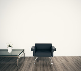 Minimal modern comfortable interior armchair, 3d image
