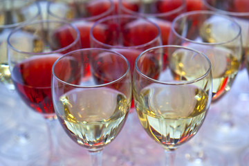 Vin blanc, vin rosé, vin, verre, buffet, boisson, alcool