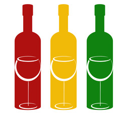 Color bottles and wineglasses