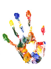 Color hand print isolated on white