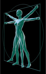 Vitruvian woman on black