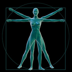 Vitruvian woman on black