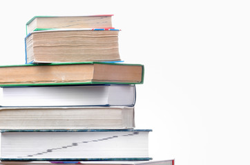Pile of books isolated on white background
