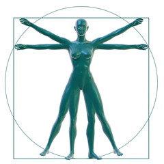 Vitruvian woman on white