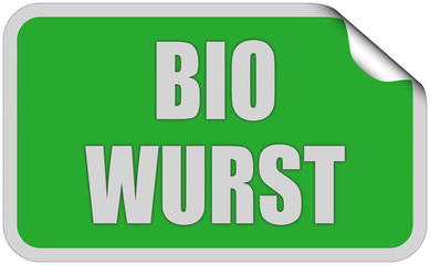 Sticker grün eckig curl oben BIO WURST