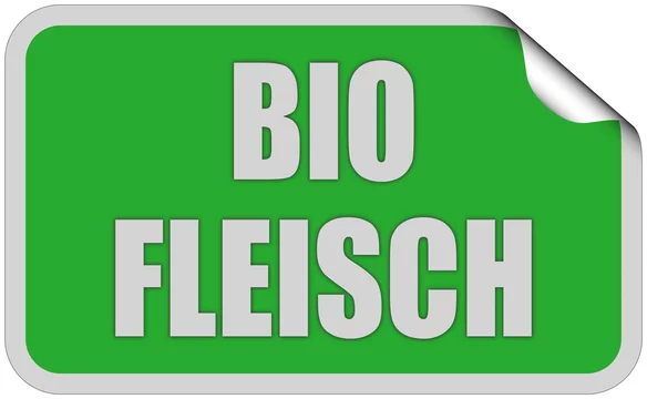 Sticker grün eckig curl oben BIO FLEISCH Stock Illustration | Adobe Stock