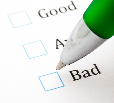 quality questionnaire and pen, extreme closeup photo