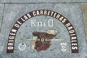 kilometre zero point in Puerta del Sol, Madrid, Spain